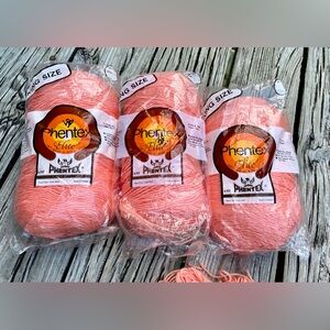 NEW 3 Jumbo Skeins Vintage Phentex 100% Olefin Solid Coral Knitting Crochet Yarn